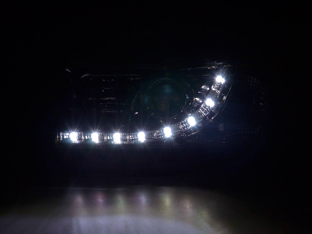 Scheinwerfer Set Daylight LED TFL-Optik VW Bus Typ T4 96-03 schwarz Scheinwerfer Set Daylight LED TFL-Optik VW Bus Typ T4 96-03 schwarz